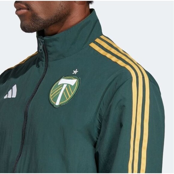 NWT ADIDAS Mens Jacket Large Green MLS Portland Timbers Anthem Reversible $110 - Picture 10 of 11